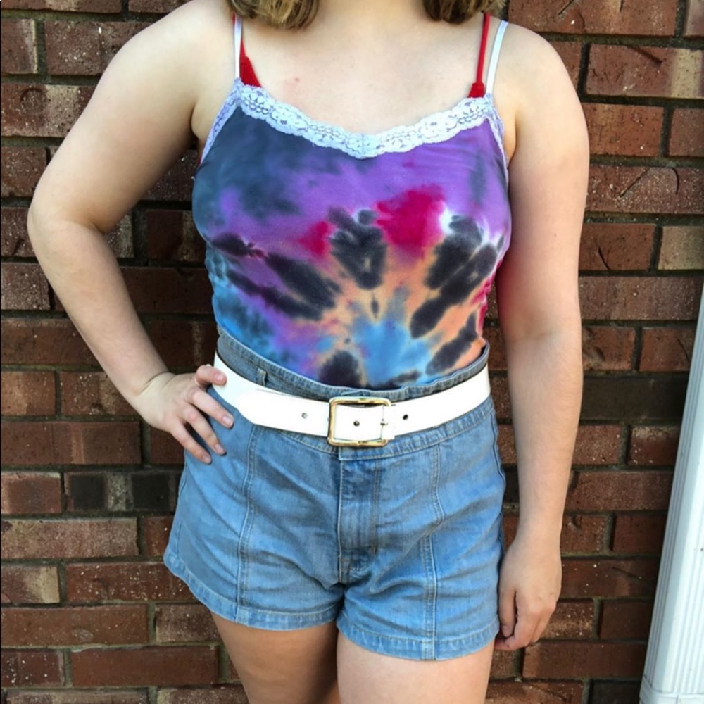 One of a kind spiral tie-dyed takin top